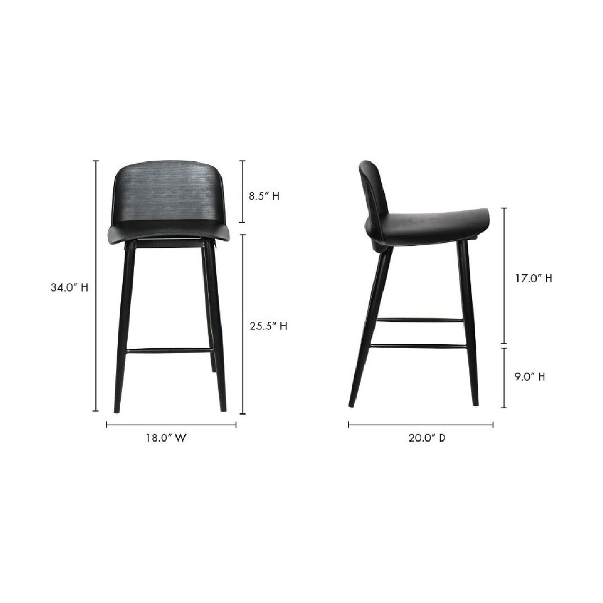  Modern European furniture - Black Indoor/Outdoor Counter Stools (2) - www.oroa.com | Oroa.com
