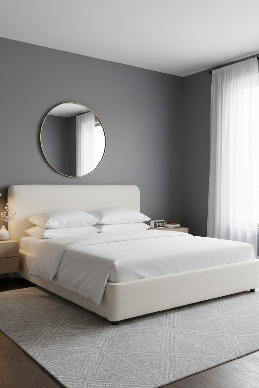 Modern European furniture - White Linen King Bed - www.oroa.com