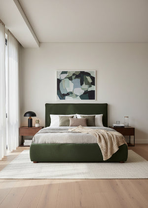   Modern European furniture - Green Linen Blend King Bed - www.oroa.com | Oroa.com
