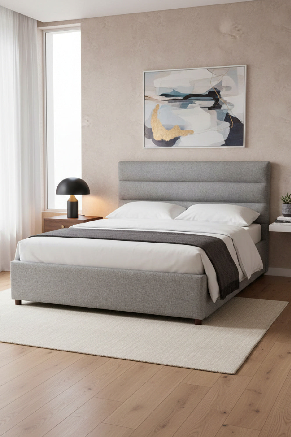 Tufted Gray King Bed | Novi Living Takio | Oroa.com