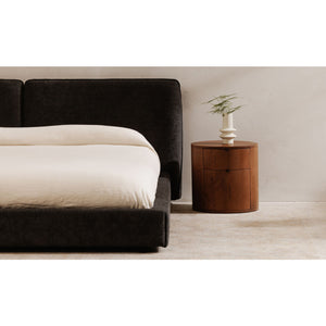 Modern European furniture - Brown Oak Round 2-Drawer Nightstand - www.oroa.com