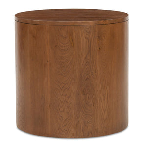 Modern European furniture - Brown Oak Round 2-Drawer Nightstand - www.oroa.com
