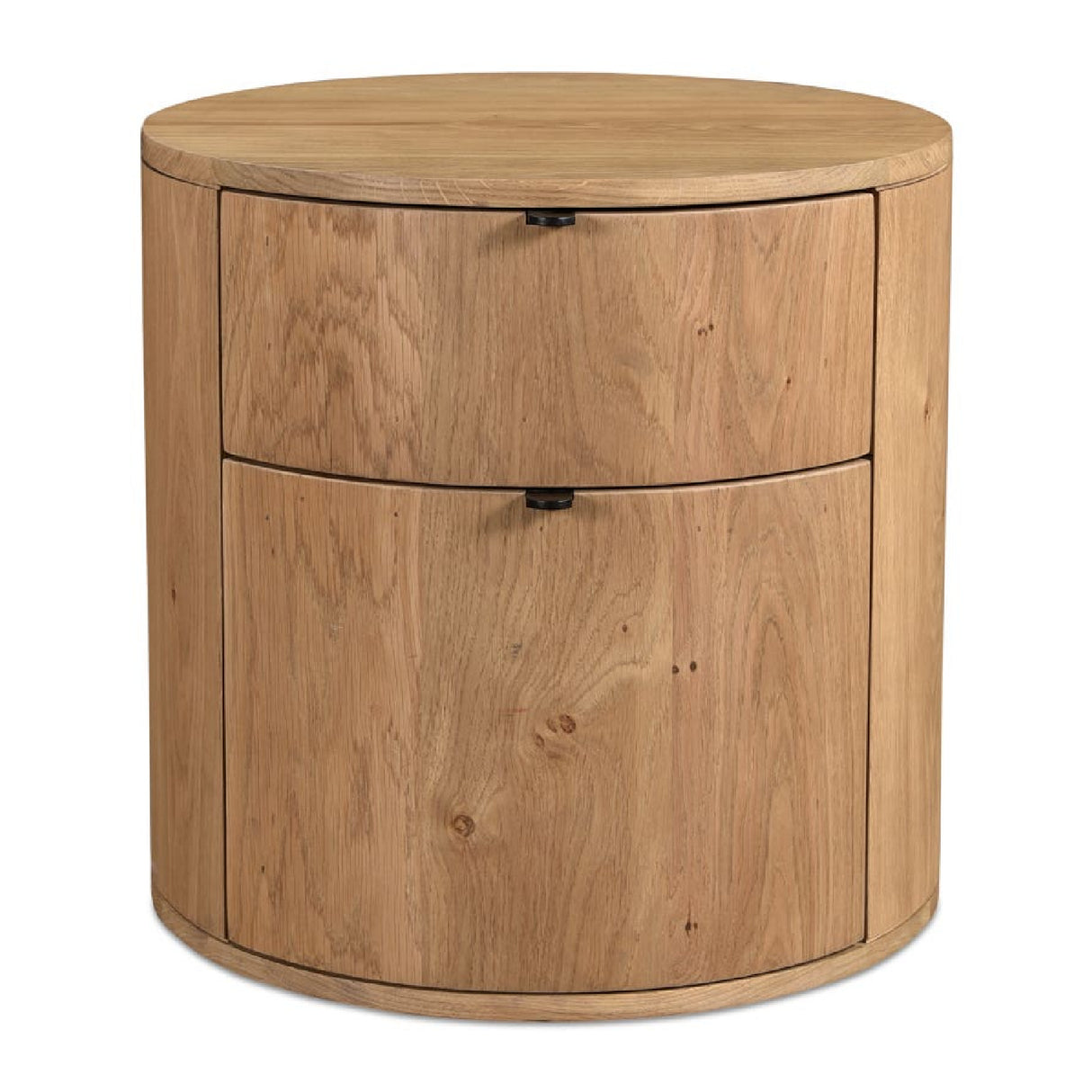 Modern European furniture - Natural Oak Round 2-Drawer Nightstand - www.oroa.com
