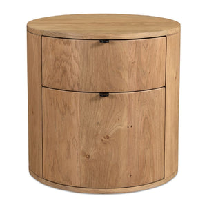 Modern European furniture - Natural Oak Round 2-Drawer Nightstand - www.oroa.com