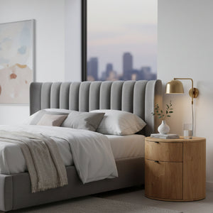 Modern European furniture - Natural Oak Round 2-Drawer Nightstand - www.oroa.com