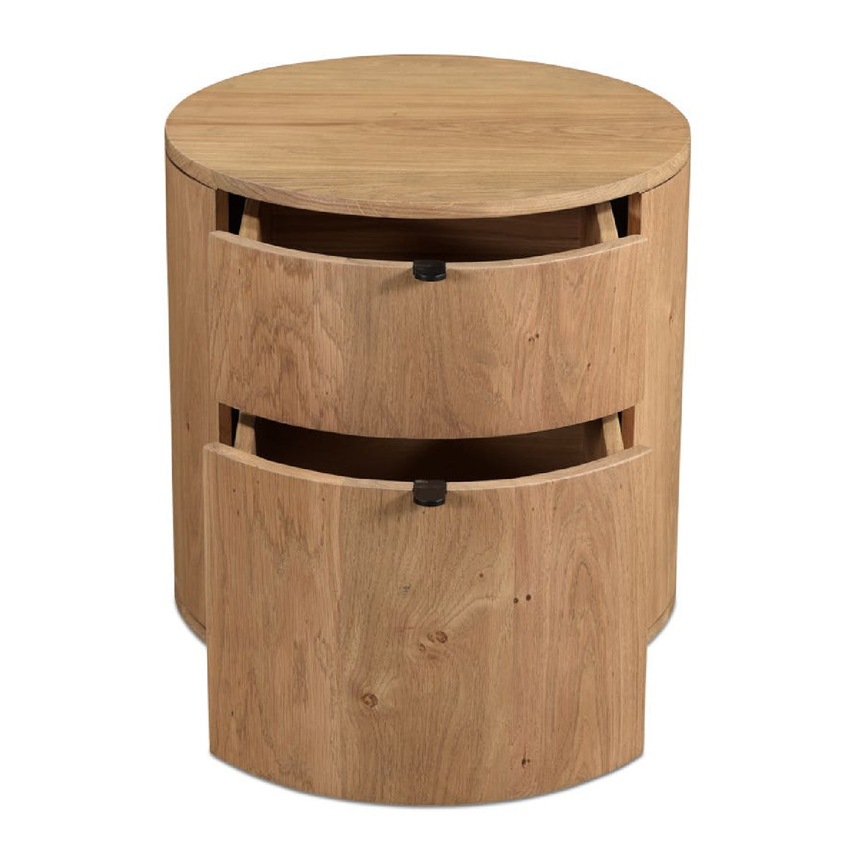 Modern European furniture - Natural Oak Round 2-Drawer Nightstand - www.oroa.com
