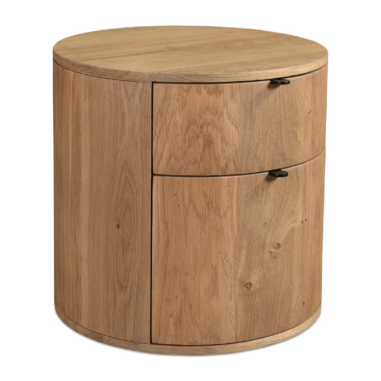 Modern European furniture - Natural Oak Round 2-Drawer Nightstand - www.oroa.com