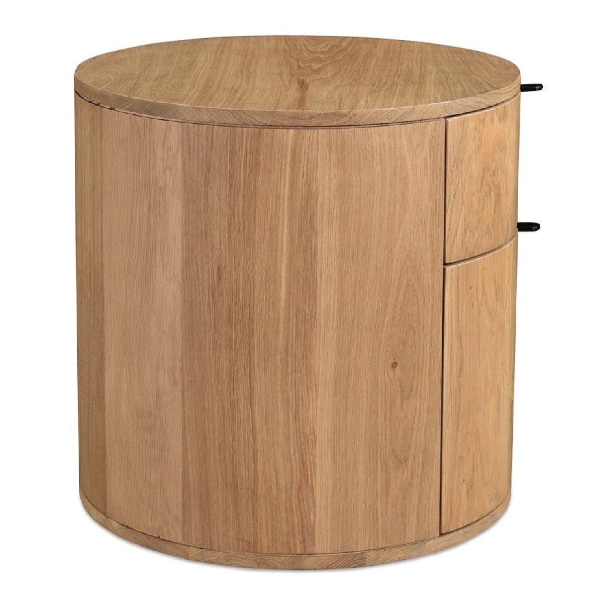 Modern European furniture - Natural Oak Round 2-Drawer Nightstand - www.oroa.com