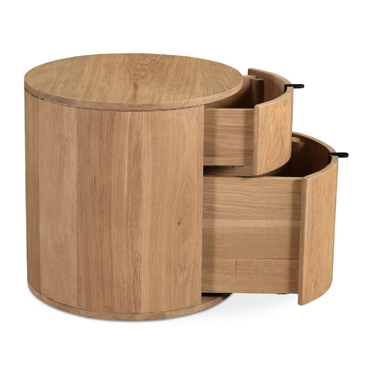 Modern European furniture - Natural Oak Round 2-Drawer Nightstand - www.oroa.com
