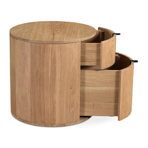 Modern European furniture - Natural Oak Round 2-Drawer Nightstand - www.oroa.com
