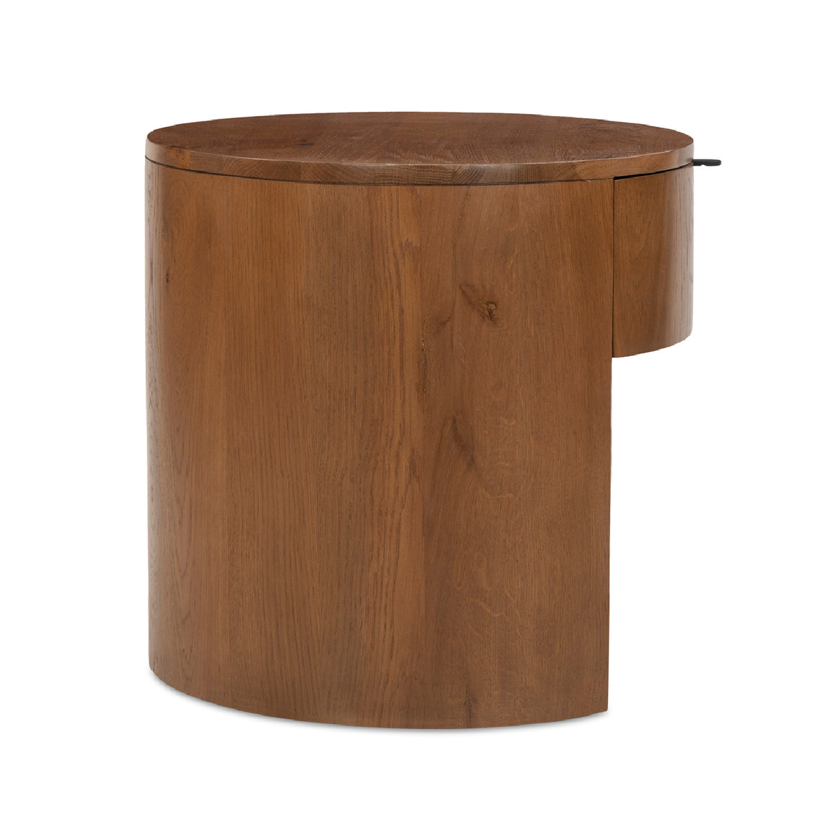 Modern European furniture - Oak Round 1-Drawer Nightstand - www.oroa.com