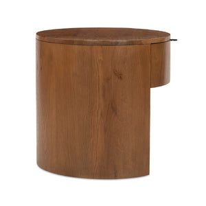 Modern European furniture - Oak Round 1-Drawer Nightstand - www.oroa.com