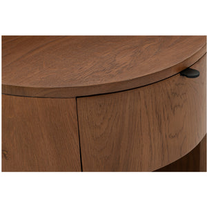 Modern European furniture - Oak Round 1-Drawer Nightstand - www.oroa.com