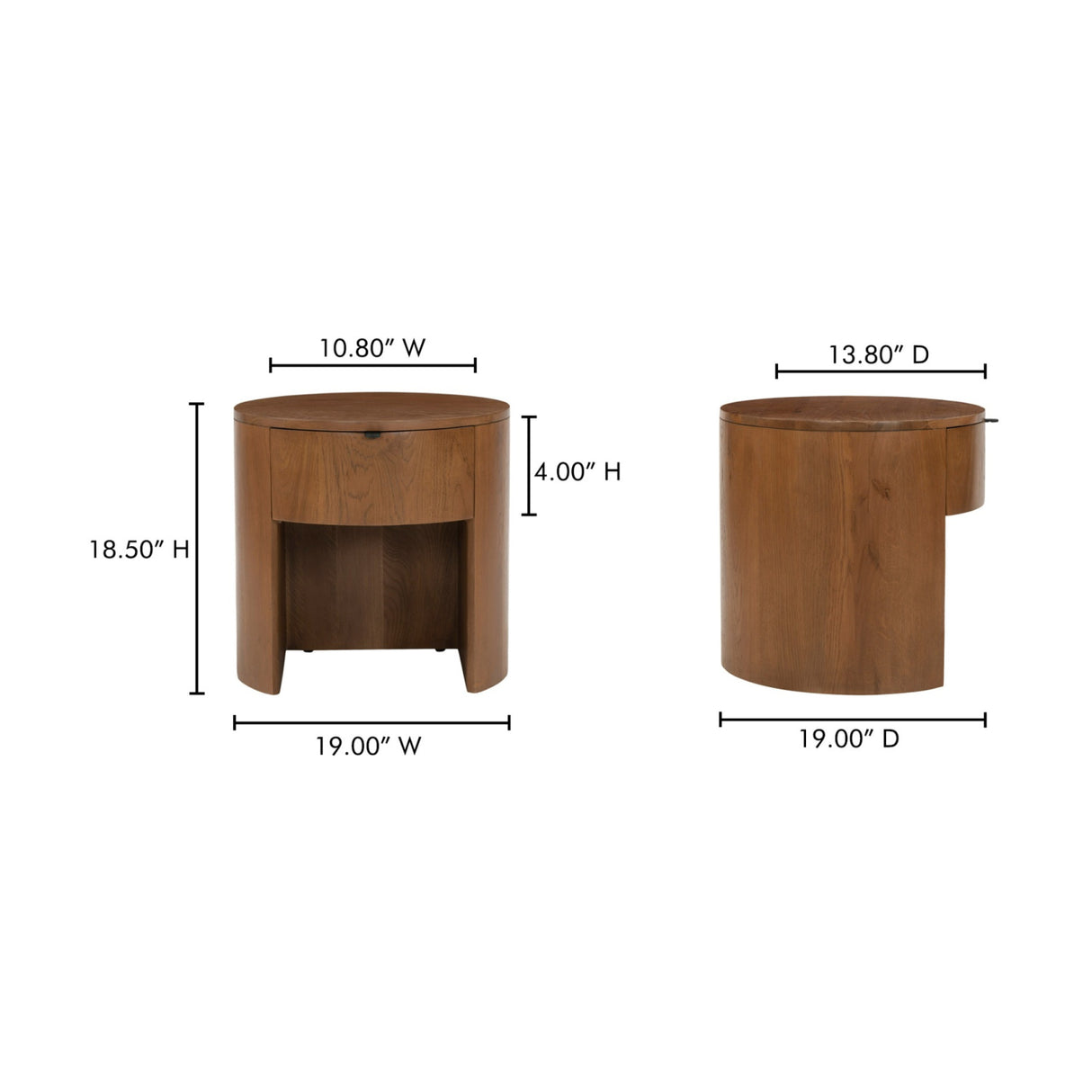Modern European furniture - Oak Round 1-Drawer Nightstand - www.oroa.com