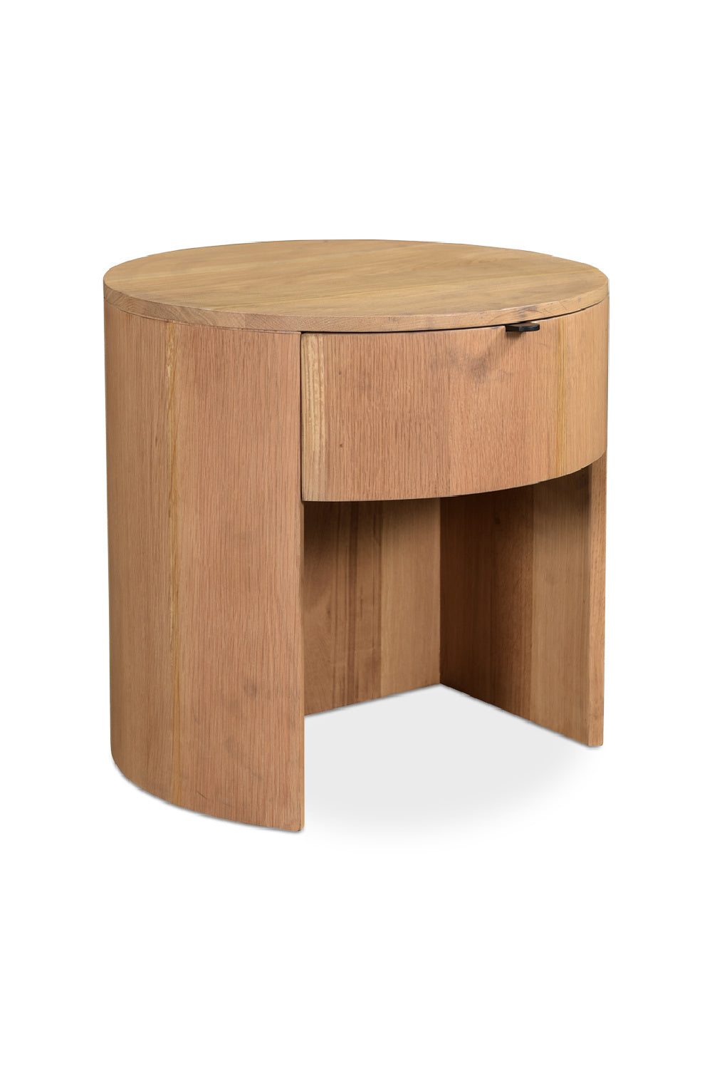 Modern European furniture - Oak Round 1-Drawer Nightstand - www.oroa.com