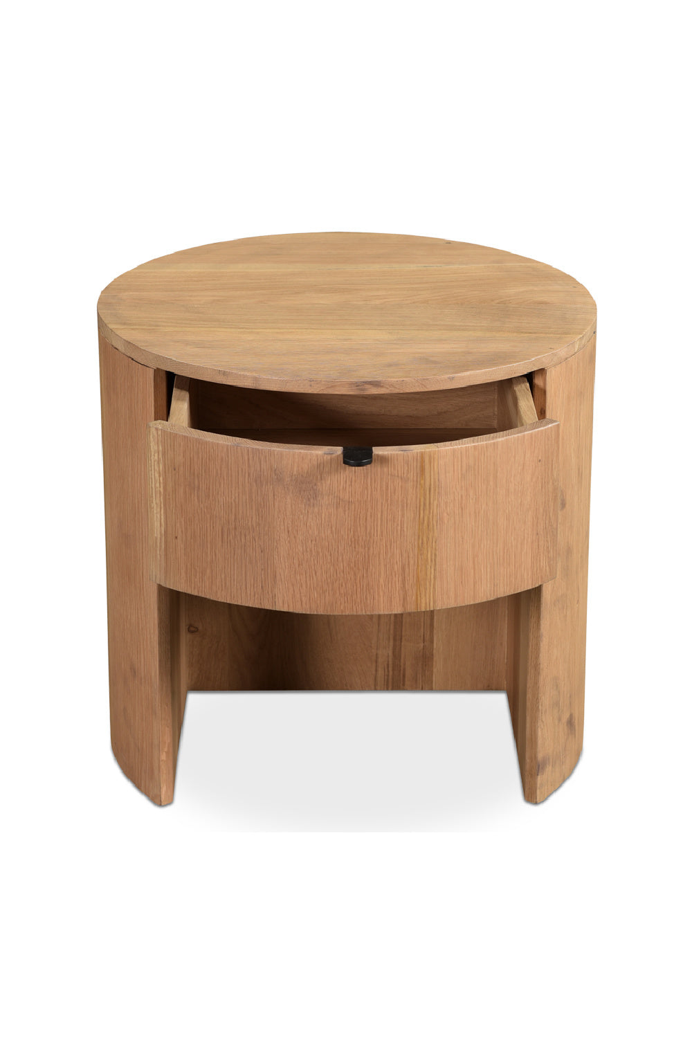 Modern European furniture - Oak Round 1-Drawer Nightstand - www.oroa.com