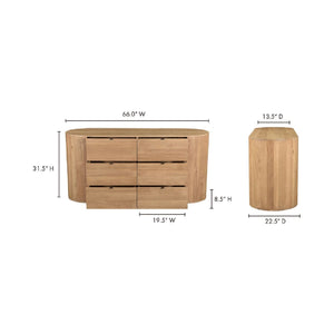 Modern European furniture - Natural Oak 6-Drawer Dresser - www.oroa.com