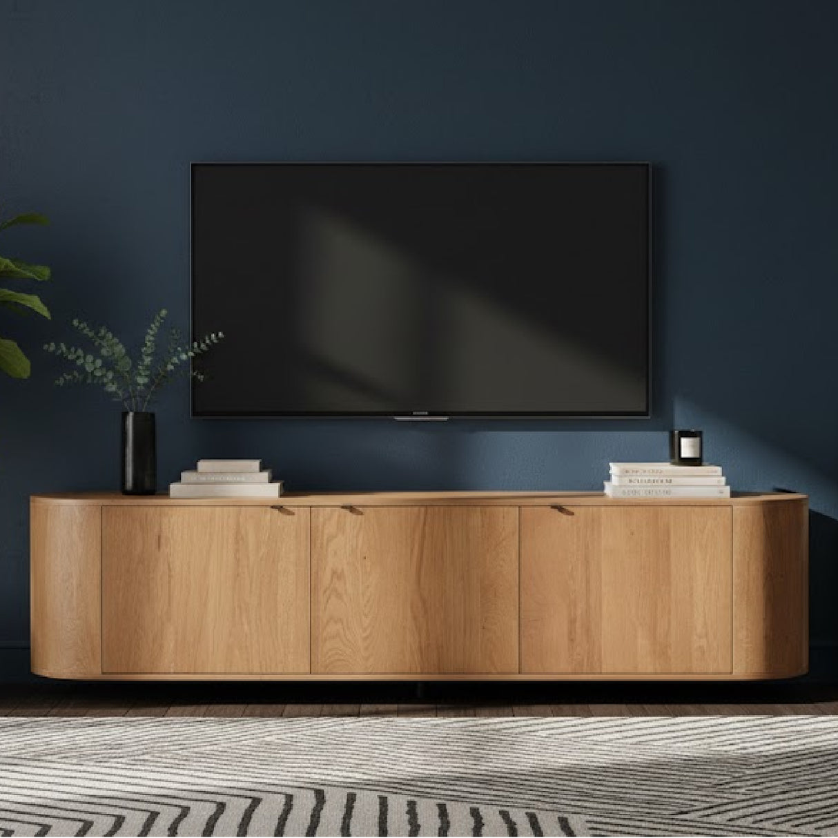 Modern European furniture - Natural Oak 3-Door Media Bench - www.oroa.com