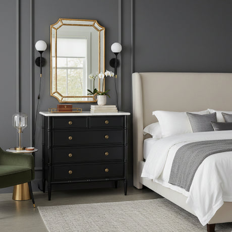 Modern European furniture - Black 5-Drawer Chest - www.oroa.com