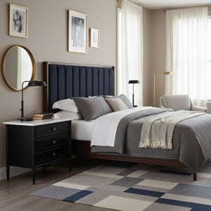 Modern European furniture - Black 3-Drawer Nightstand - www.oroa.com
