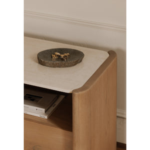 Modern European furniture - Marble Top Oak Nightstand - www.oroa.com
