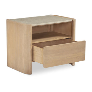 Modern European furniture - Marble Top Oak Nightstand - www.oroa.com