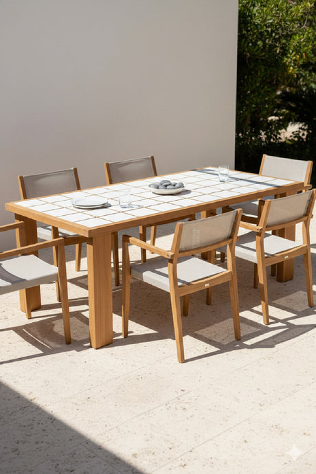 Modern European furniture - Solid Teak Outdoor Dining Table - www.oroa.com