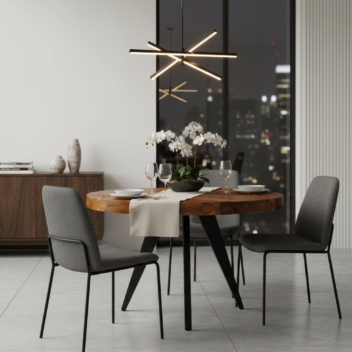 Modern European furniture - Parquet Patterned Wooden Dining Table - www.oroa.com