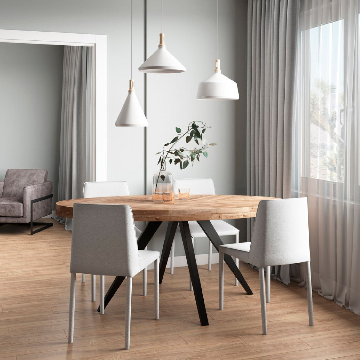 Modern European furniture - Parquet Patterned Wooden Dining Table - www.oroa.com