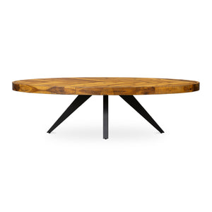 Modern European furniture - Acacia Parquet Oval Coffee Table - www.oroa.com