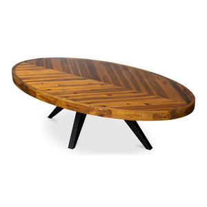 Modern European furniture - Acacia Parquet Oval Coffee Table - www.oroa.com