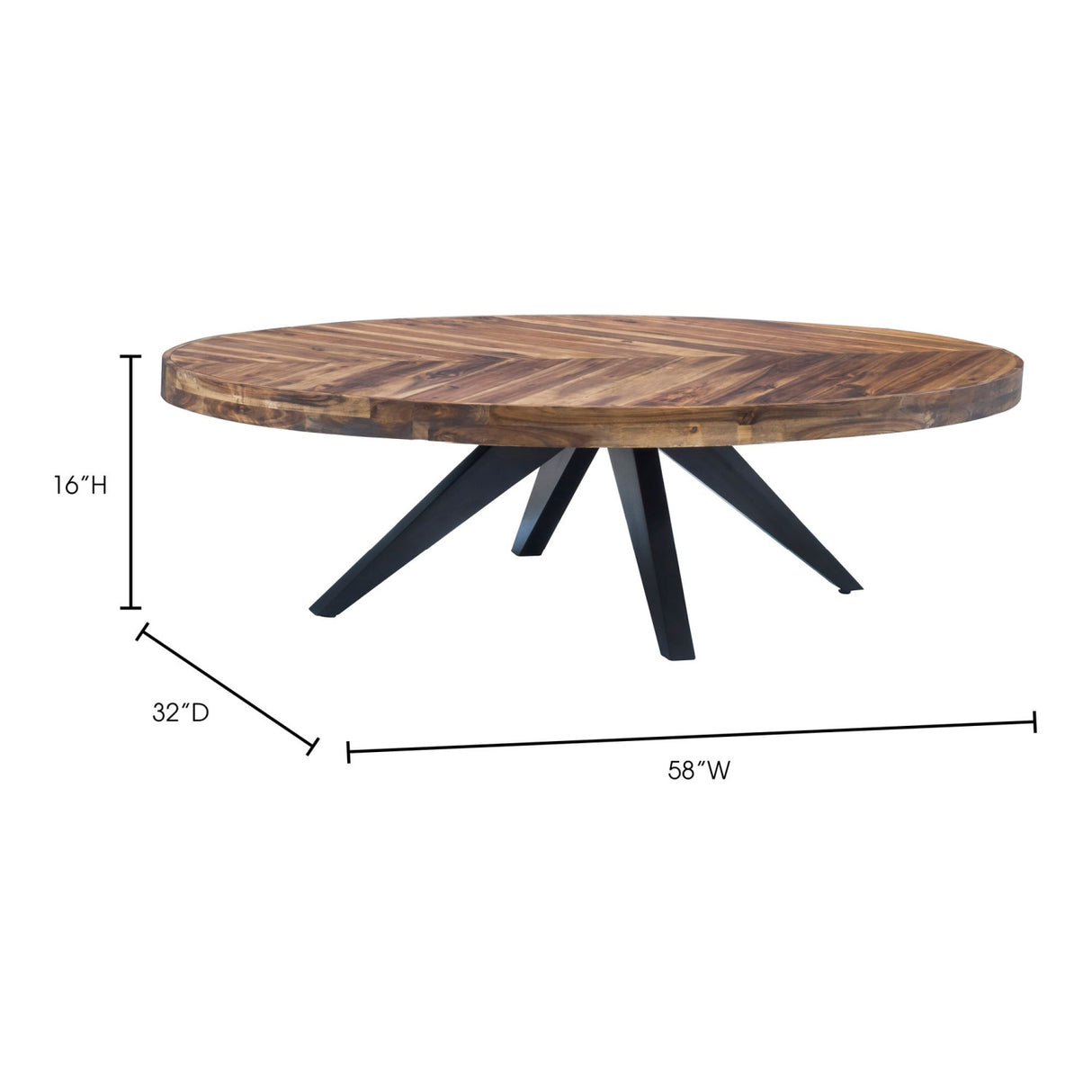 Modern European furniture - Acacia Parquet Oval Coffee Table - www.oroa.com