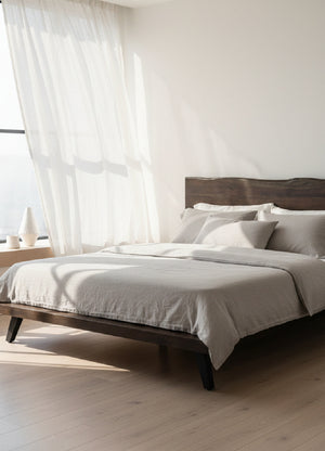Modern European furniture - Brown Solid Acacia Bed - www.oroa.com