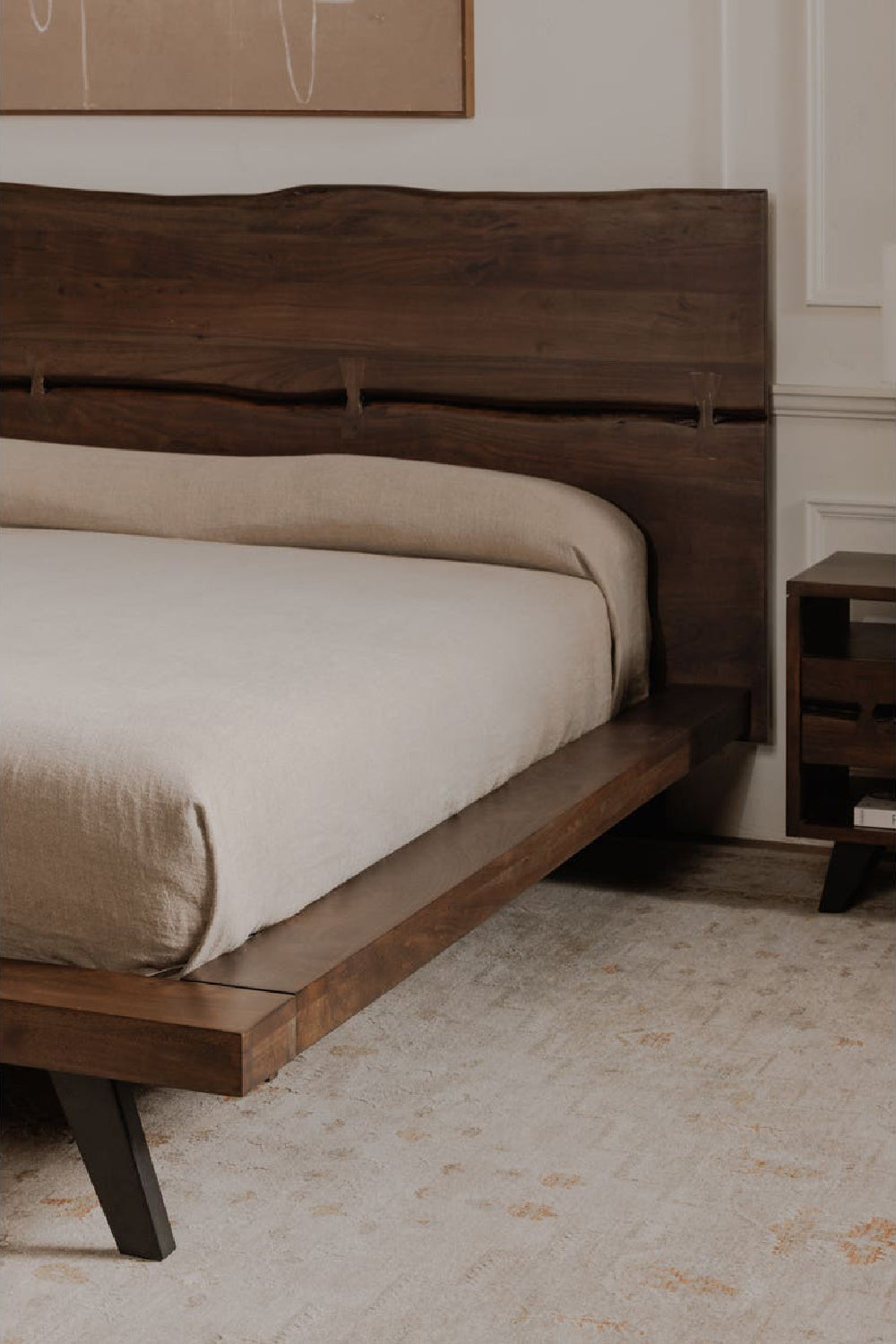 Modern European furniture - Brown Solid Acacia Bed - www.oroa.com