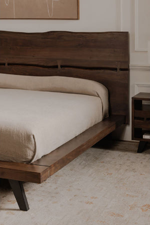 Modern European furniture - Brown Solid Acacia Bed - www.oroa.com