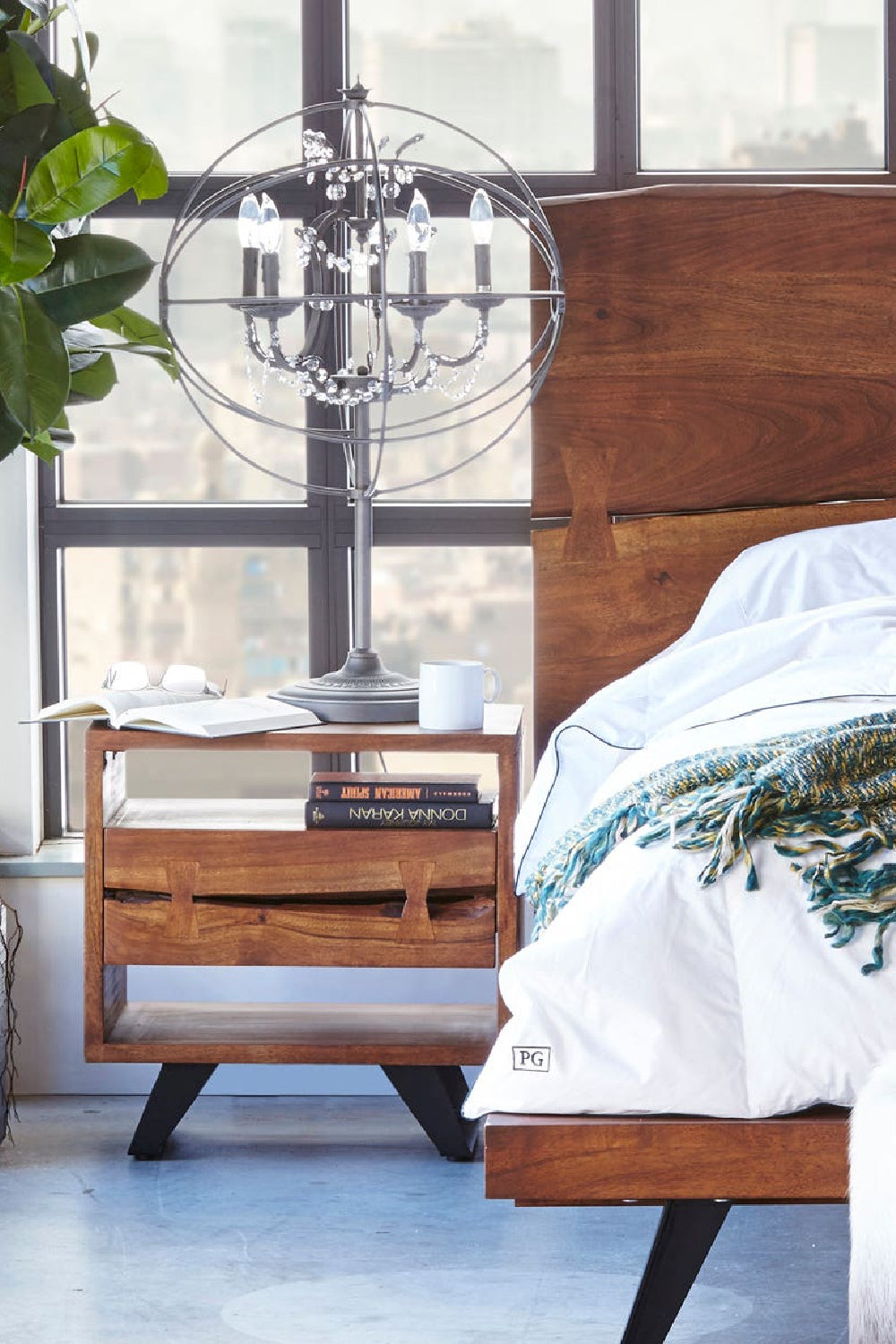 Modern European furniture - Solid Acacia 1-Drawer Nightstand - www.oroa.com