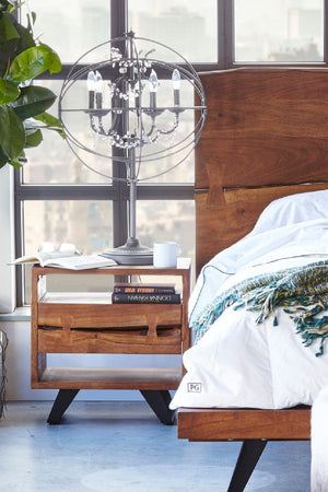 Modern European furniture - Solid Acacia 1-Drawer Nightstand - www.oroa.com