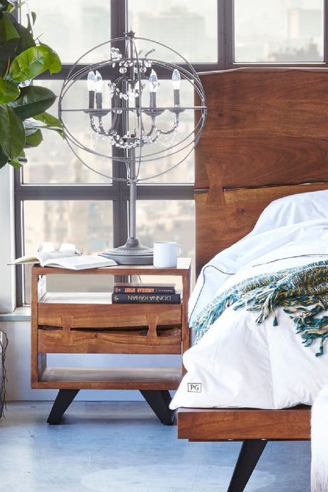 Modern European furniture - Solid Acacia 1-Drawer Nightstand - www.oroa.com