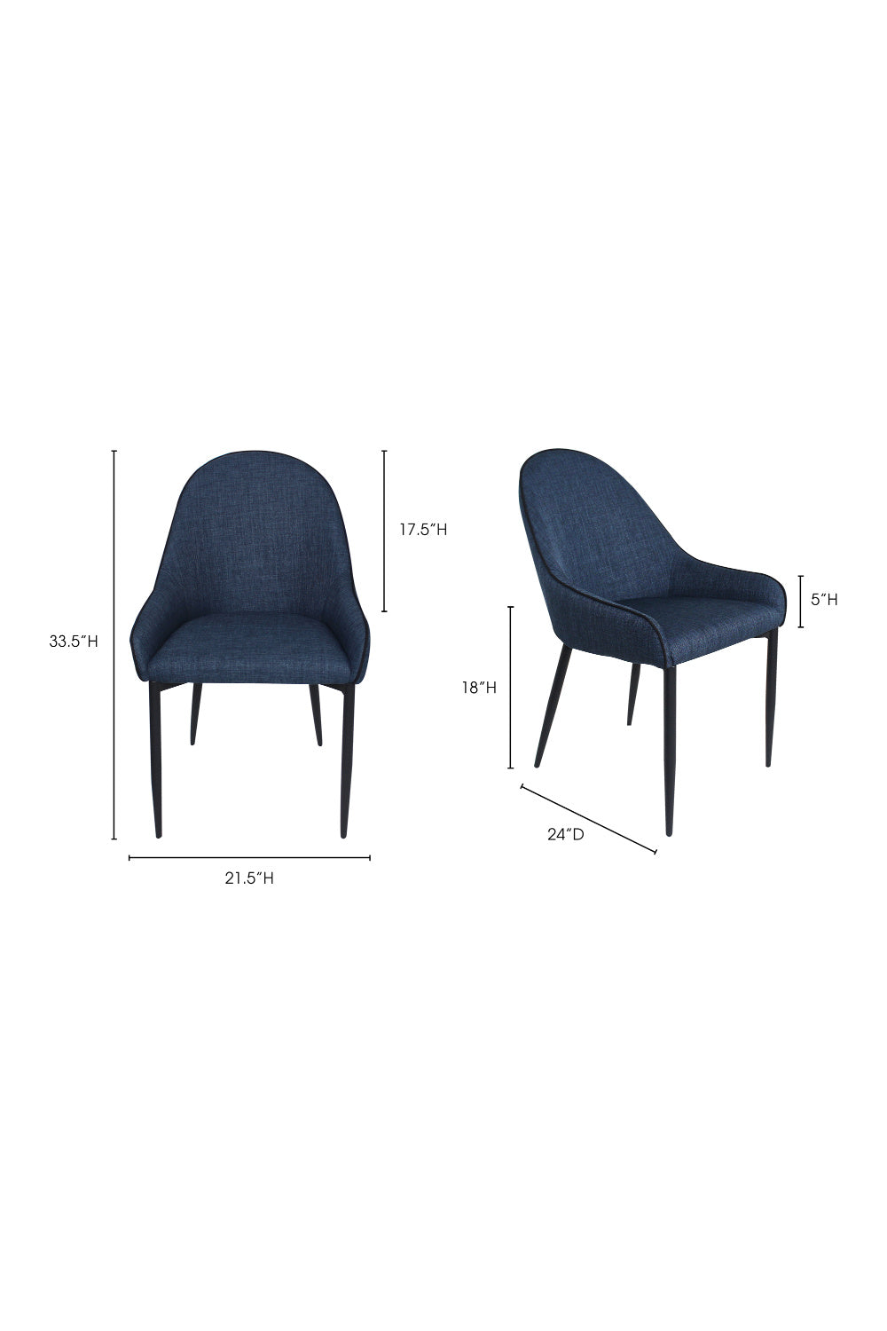 Modern European furniture - Blue Dining Chair Set (2) - www.oroa.com