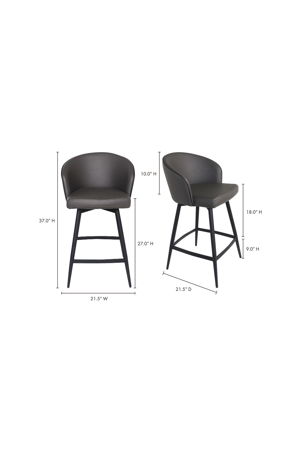 Modern European furniture - Gray Curved Swivel Counter Stool - www.oroa.com