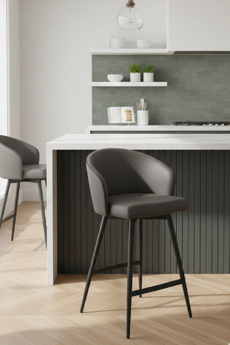 Modern European furniture - Gray Curved Swivel Counter Stool - www.oroa.com