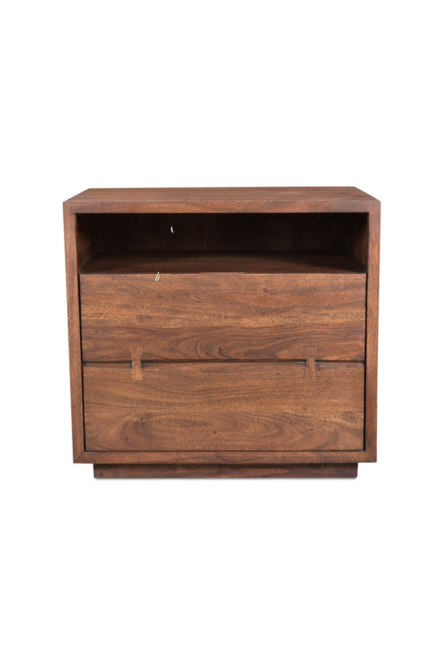 Modern European furniture - Solid Acacia 2-Drawer Nightstand - www.oroa.com