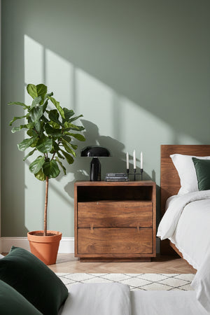 Modern European furniture - Solid Acacia 2-Drawer Nightstand - www.oroa.com