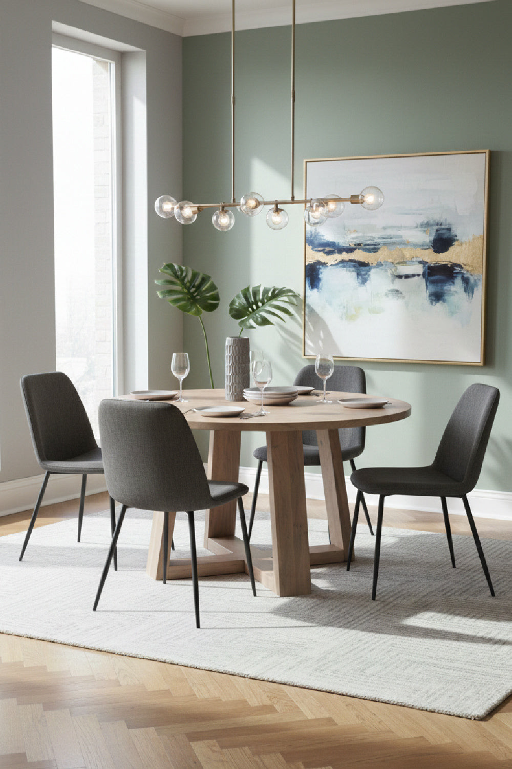 Modern European furniture - Whitewashed Acacia Round Dining Table - www.oroa.com