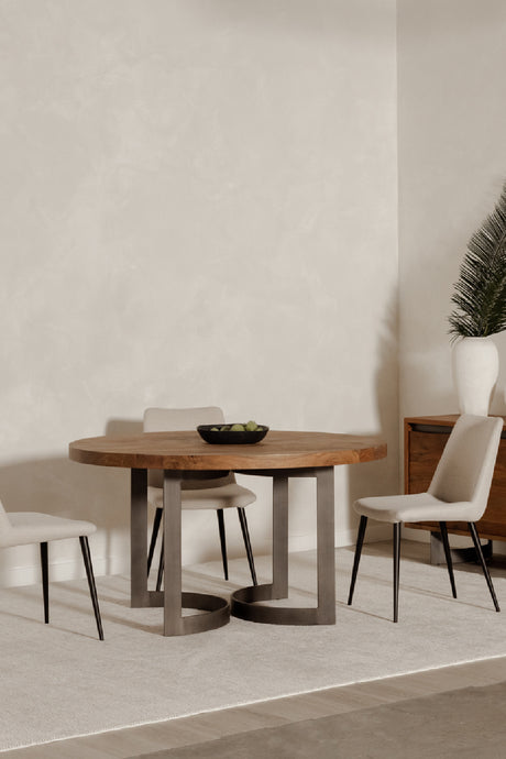 Brown Acacia Round Dining Table | Novi Living Bent | Oroa.com