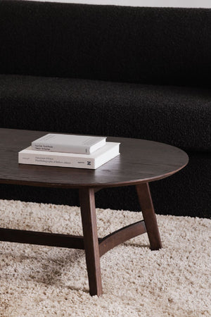 Modern European furniture - Brown Oak Oval Coffee Table - www.oroa.com