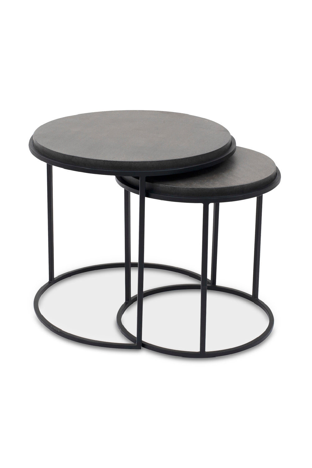Modern European furniture - Black Lava Stone Nesting Tables (2) - www.oroa.com