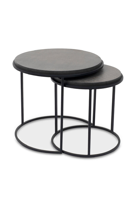 Modern European furniture - Black Lava Stone Nesting Tables (2) - www.oroa.com
