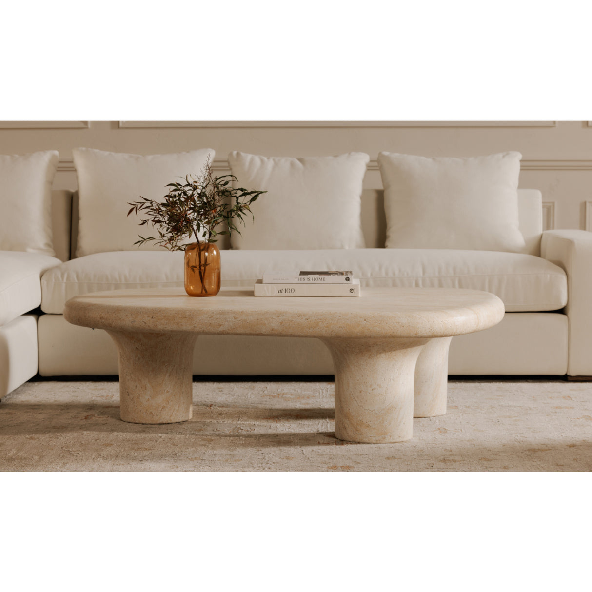 Modern European furniture - Travertine Look Indoor/Outdoor Coffee Table - www.oroa.com