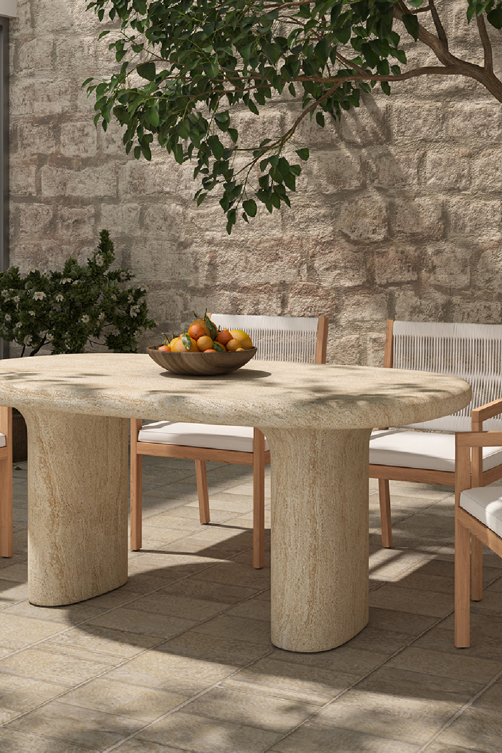 Modern European furniture - Beige Concrete Outdoor Dining Table - www.oroa.com